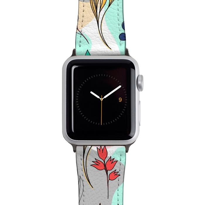 Watch 38mm / 40mm Strap PU leather Trendy colorful leaves hand drawn cute illustration by InovArts