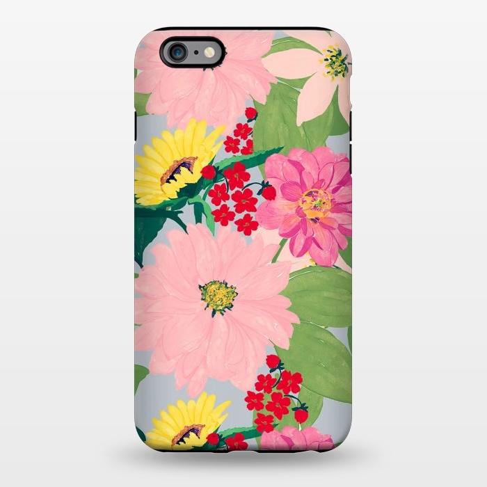 iPhone 6/6s plus StrongFit Elegant Watercolor Sunflowers Blush Floral Gray Design by InovArts