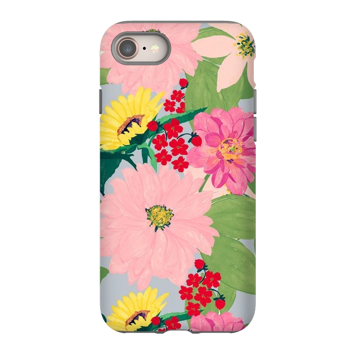 iPhone SE StrongFit Elegant Watercolor Sunflowers Blush Floral Gray Design by InovArts