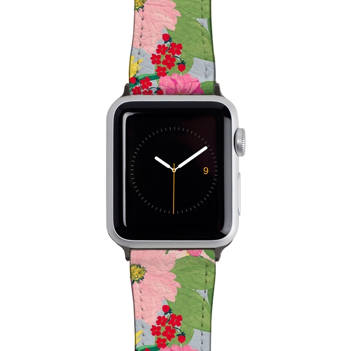 Watch 38mm / 40mm Strap PU leather Elegant Watercolor Sunflowers Blush Floral Gray Design by InovArts