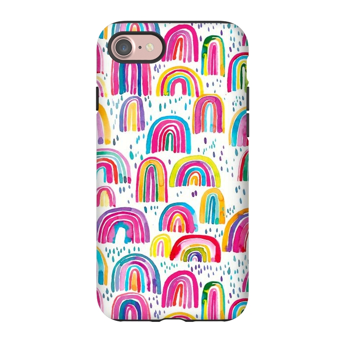 iPhone 7 StrongFit Cute Watercolor Rainbows by Ninola Design