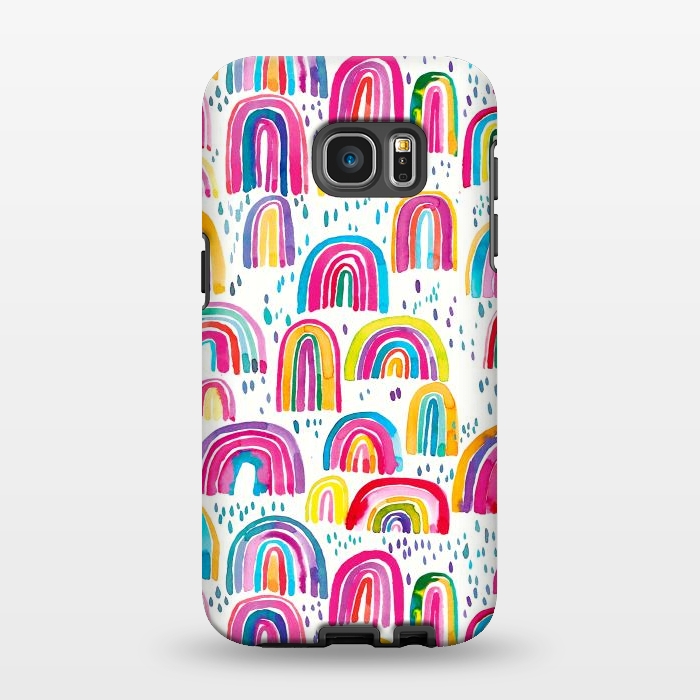 Galaxy S7 EDGE StrongFit Cute Watercolor Rainbows by Ninola Design