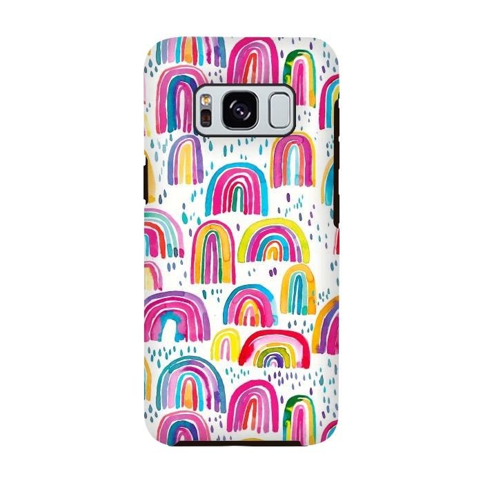 Galaxy S8 StrongFit Cute Watercolor Rainbows by Ninola Design