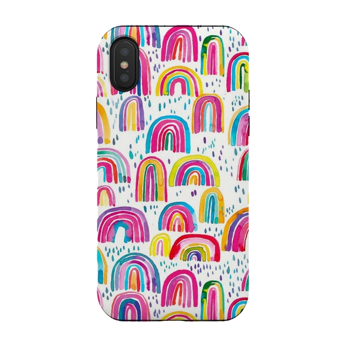 iPhone Xs / X StrongFit Cute Watercolor Rainbows by Ninola Design
