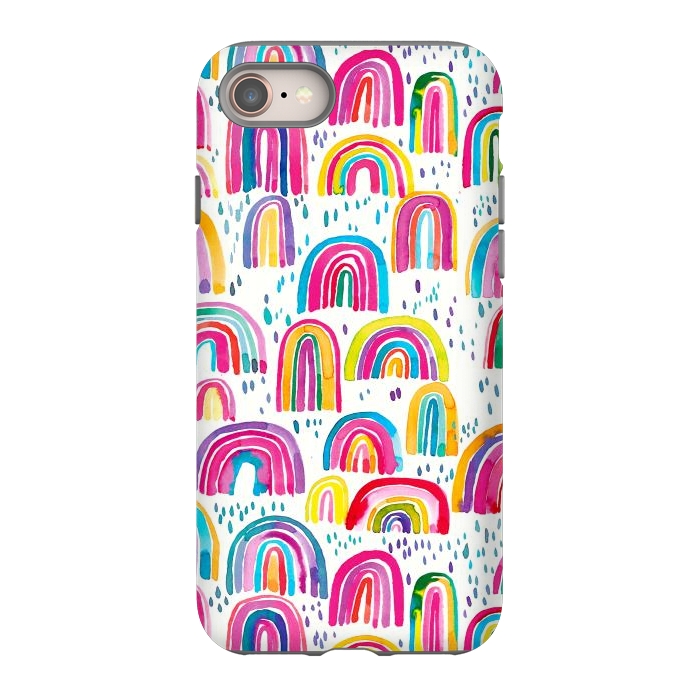 iPhone 8 StrongFit Cute Watercolor Rainbows by Ninola Design