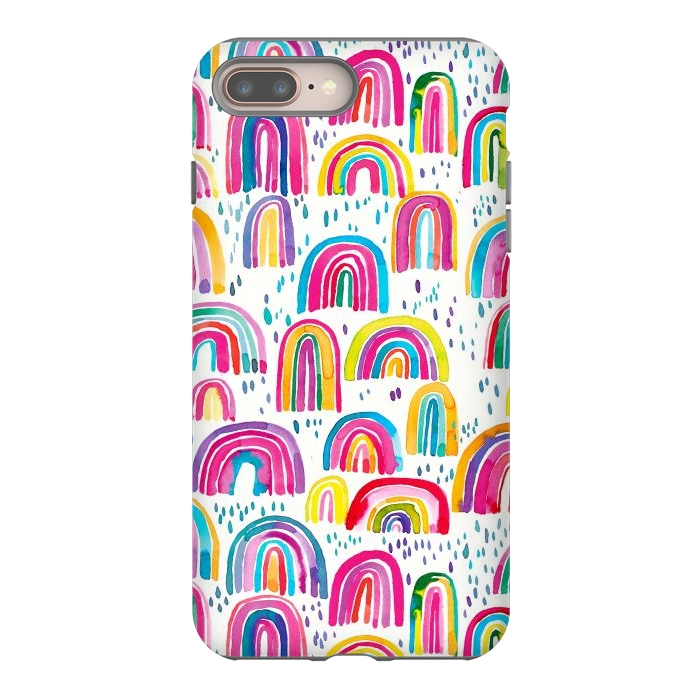iPhone 8 plus StrongFit Cute Watercolor Rainbows by Ninola Design
