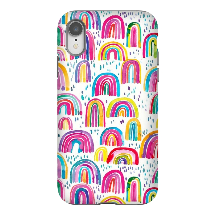 iPhone Xr StrongFit Cute Watercolor Rainbows by Ninola Design