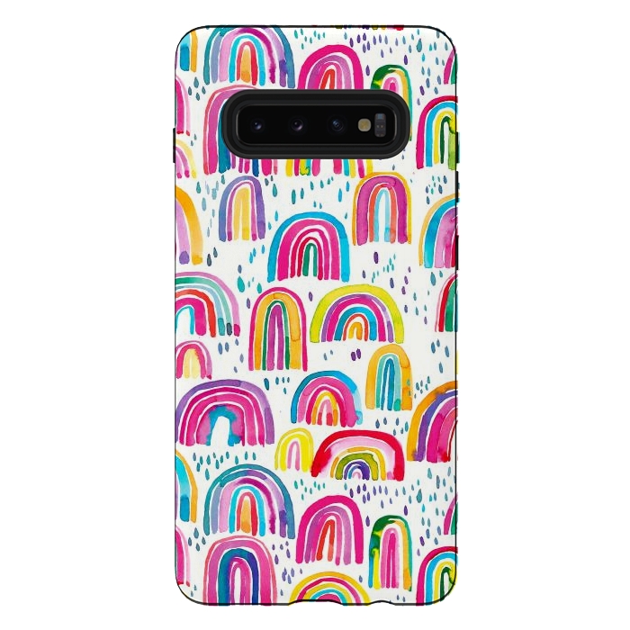 Galaxy S10 plus StrongFit Cute Watercolor Rainbows by Ninola Design
