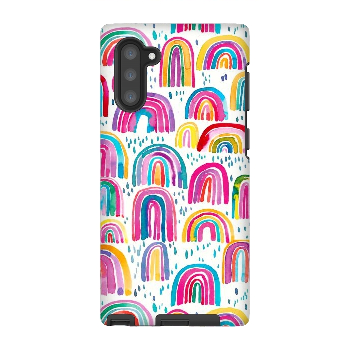 Galaxy Note 10 StrongFit Cute Watercolor Rainbows by Ninola Design