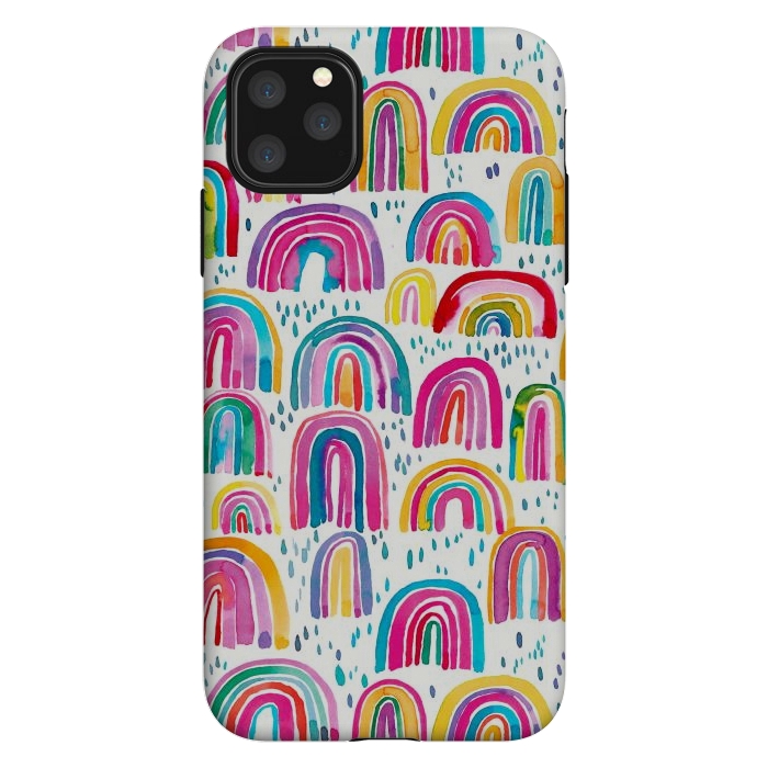 iPhone 11 Pro Max StrongFit Cute Watercolor Rainbows by Ninola Design