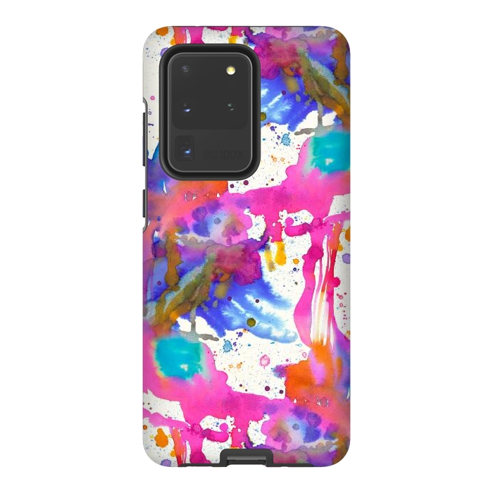 Galaxy S20 Ultra StrongFit Paint Splashes Pink by Ninola Design