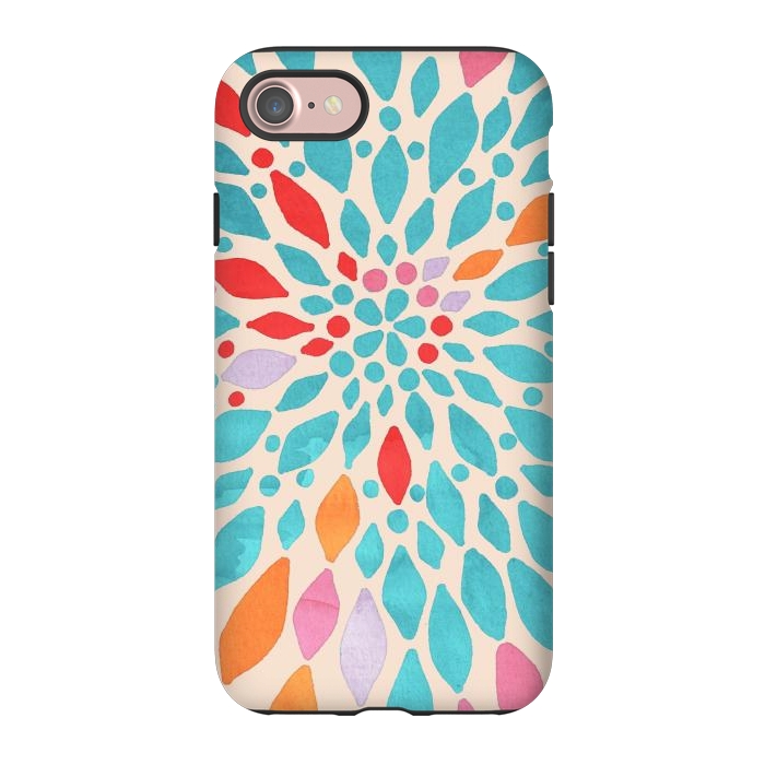 iPhone 7 StrongFit Radiant Dahlia - teal, orange, coral, pink  by Tangerine-Tane