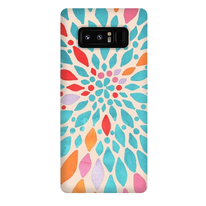 Galaxy Note 8 StrongFit Radiant Dahlia - teal, orange, coral, pink  by Tangerine-Tane
