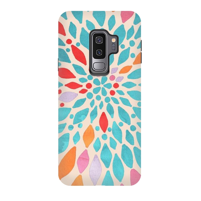 Galaxy S9 plus StrongFit Radiant Dahlia - teal, orange, coral, pink  by Tangerine-Tane