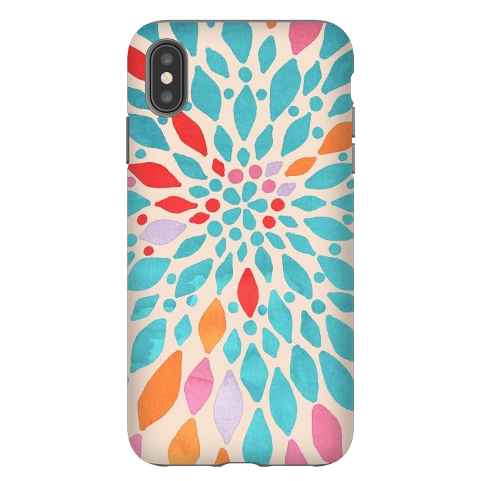 iPhone Xs Max StrongFit Radiant Dahlia - teal, orange, coral, pink  by Tangerine-Tane