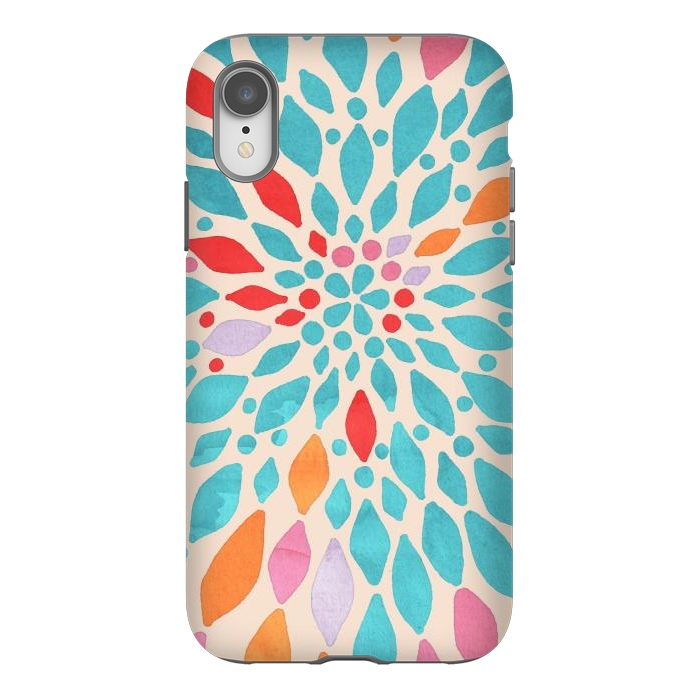iPhone Xr StrongFit Radiant Dahlia - teal, orange, coral, pink  by Tangerine-Tane