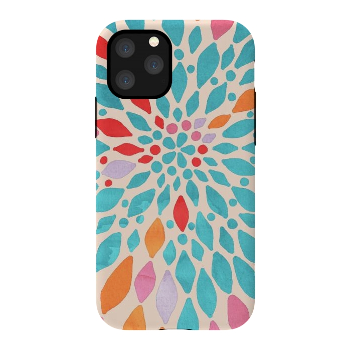 iPhone 11 Pro StrongFit Radiant Dahlia - teal, orange, coral, pink  by Tangerine-Tane
