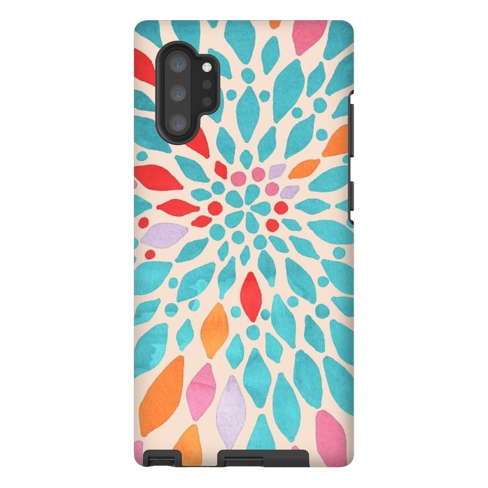 Galaxy Note 10 plus StrongFit Radiant Dahlia - teal, orange, coral, pink  by Tangerine-Tane