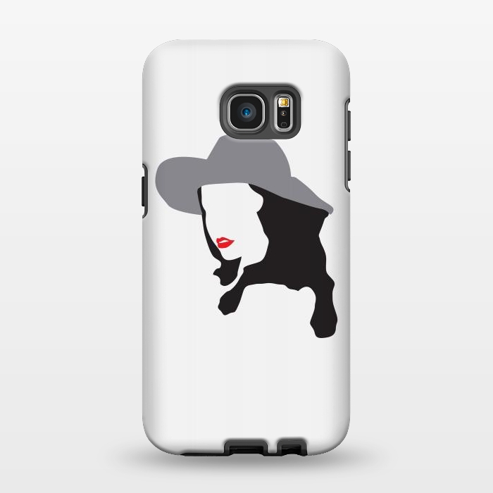Galaxy S7 EDGE StrongFit Woman Face Minimal Art 01 by Creativeaxle
