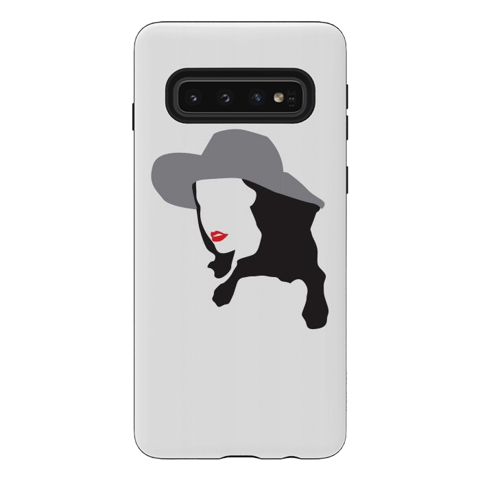 Galaxy S10 StrongFit Woman Face Minimal Art 01 by Creativeaxle