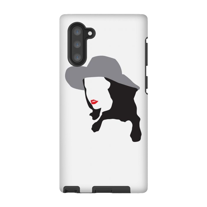 Galaxy Note 10 StrongFit Woman Face Minimal Art 01 by Creativeaxle