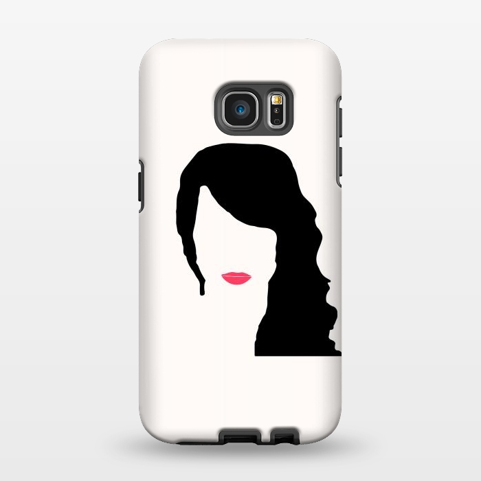 Galaxy S7 EDGE StrongFit Woman Face Minimal Art 03 by Creativeaxle