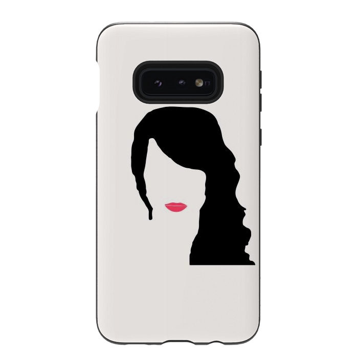 Galaxy S10e StrongFit Woman Face Minimal Art 03 by Creativeaxle