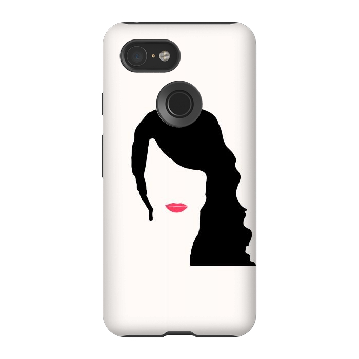 Pixel 3 StrongFit Woman Face Minimal Art 03 by Creativeaxle
