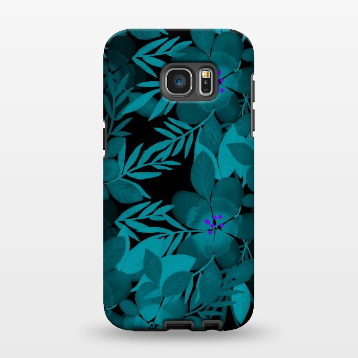 Galaxy S7 EDGE StrongFit Blue watercolor flowers by Josie