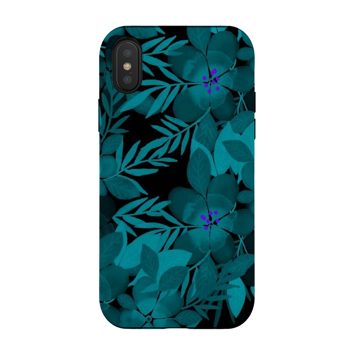 iPhone Xs / X StrongFit Blue watercolor flowers by Josie