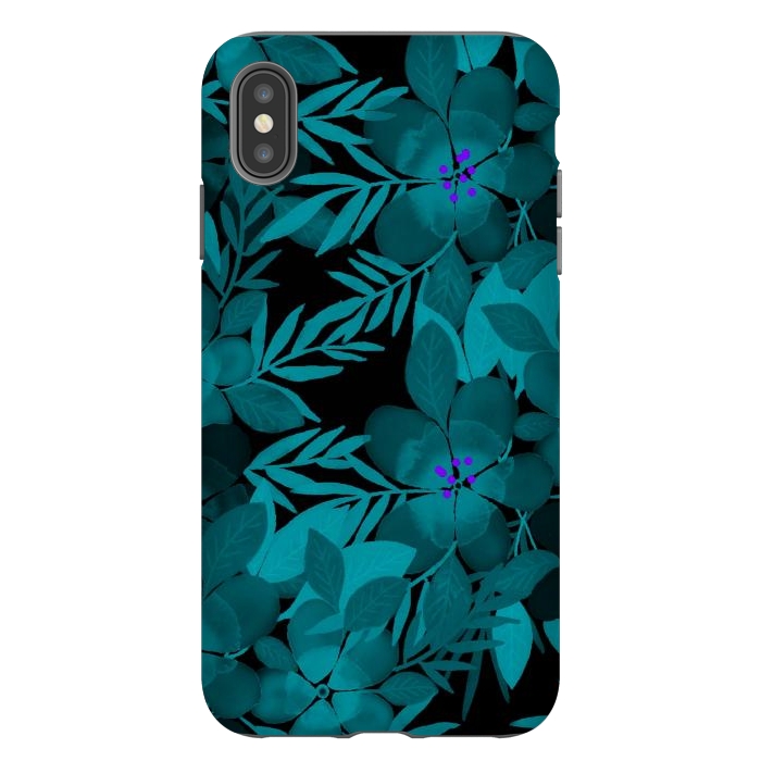 iPhone Xs Max StrongFit Blue watercolor flowers by Josie