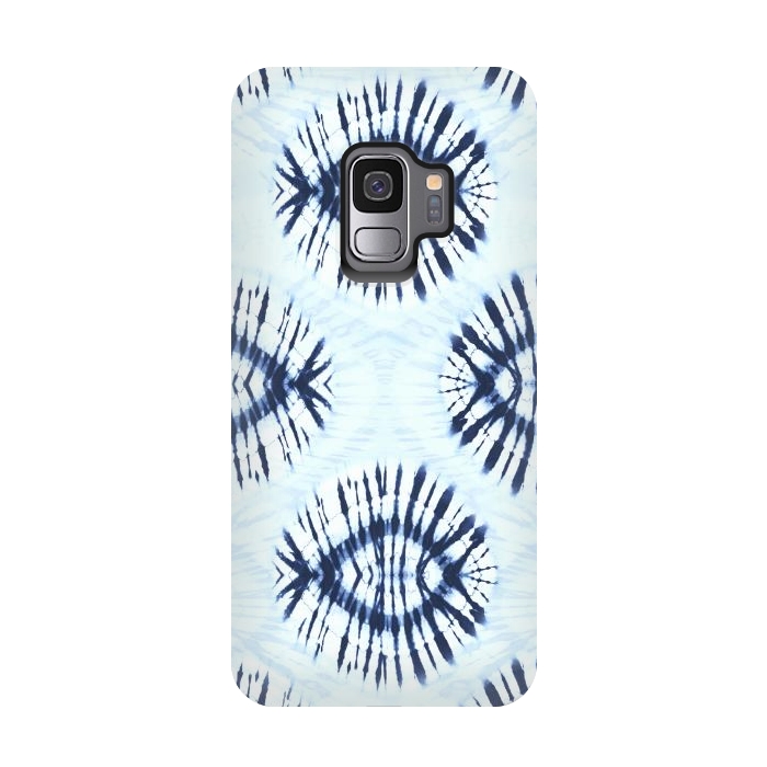 Galaxy S9 StrongFit Blue indigo tie dye spots by Oana 