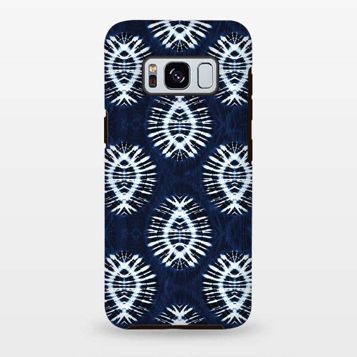 Galaxy S8 plus StrongFit Dark indigo tie dye ethnic spots by Oana 