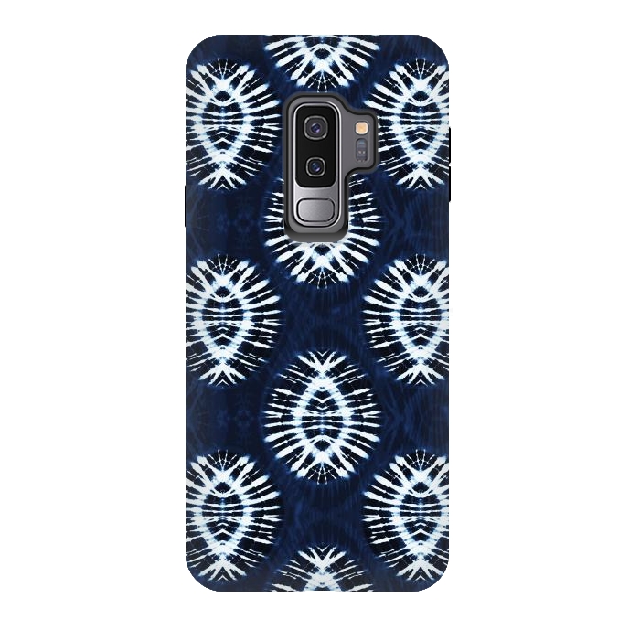 Galaxy S9 plus StrongFit Dark indigo tie dye ethnic spots by Oana 