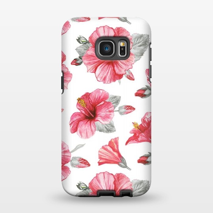 Galaxy S7 EDGE StrongFit Watercolor hibiscus flowers by Oana 