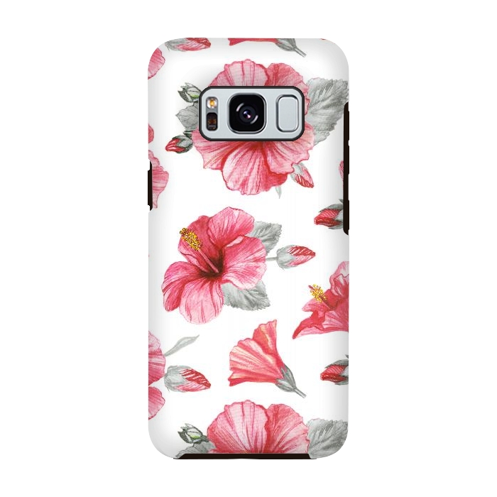 Galaxy S8 StrongFit Watercolor hibiscus flowers by Oana 