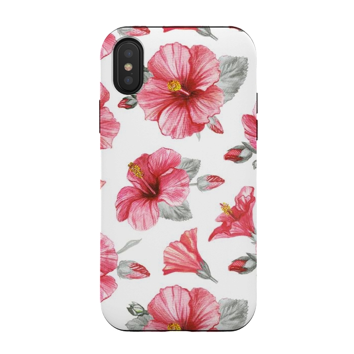 iPhone Xs / X StrongFit Watercolor hibiscus flowers by Oana 