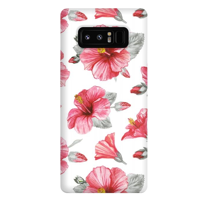 Galaxy Note 8 StrongFit Watercolor hibiscus flowers by Oana 