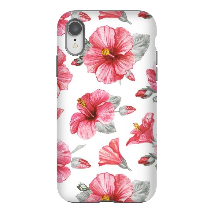 iPhone Xr StrongFit Watercolor hibiscus flowers by Oana 