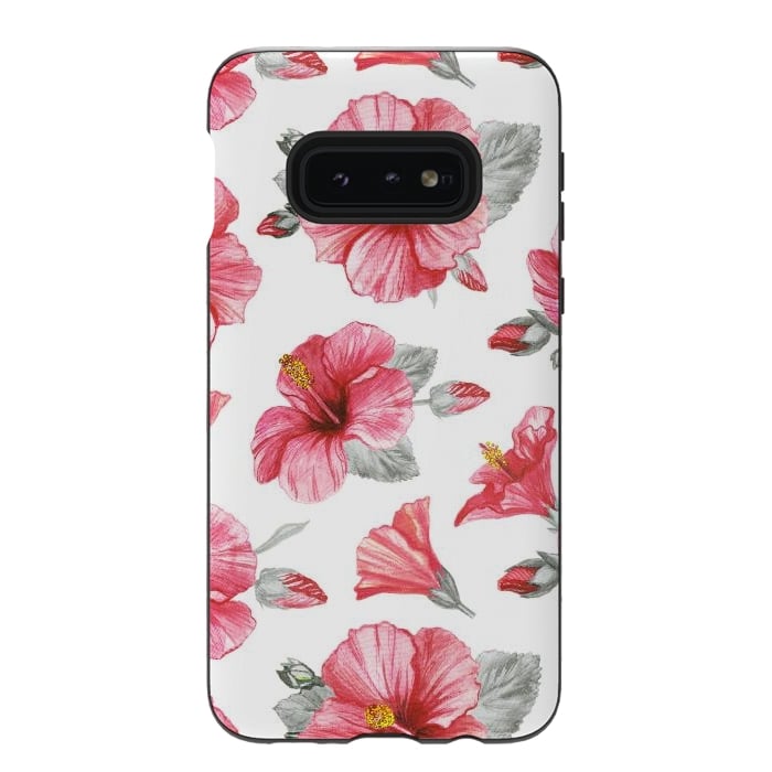 Galaxy S10e StrongFit Watercolor hibiscus flowers by Oana 