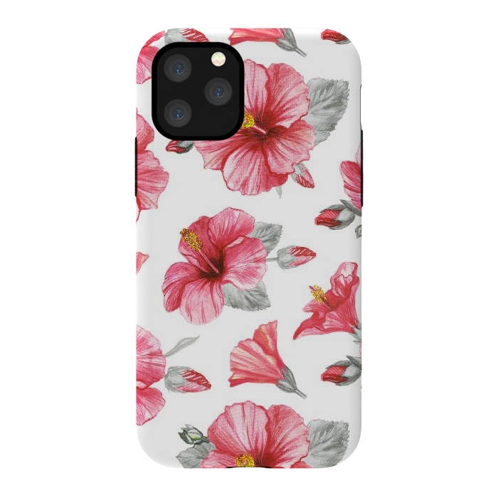 iPhone 11 Pro StrongFit Watercolor hibiscus flowers by Oana 