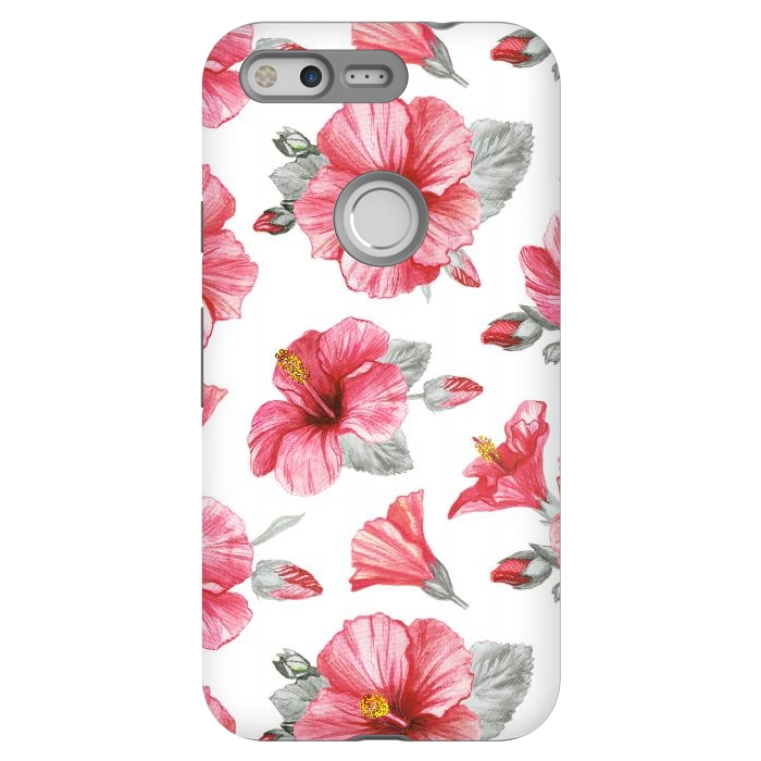 Pixel StrongFit Watercolor hibiscus flowers by Oana 