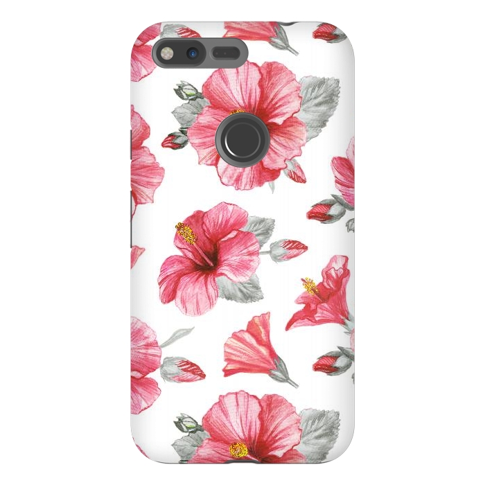 Pixel XL StrongFit Watercolor hibiscus flowers by Oana 