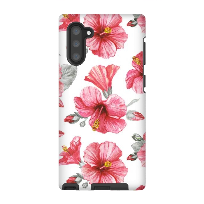 Galaxy Note 10 StrongFit Watercolor hibiscus flowers by Oana 