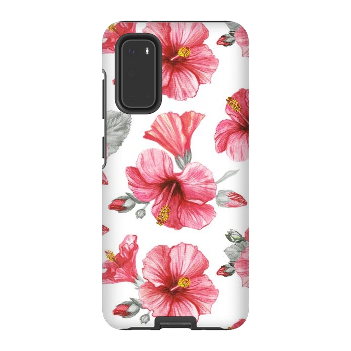 Galaxy S20 StrongFit Watercolor hibiscus flowers by Oana 