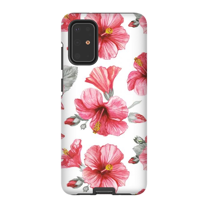 Galaxy S20 Plus StrongFit Watercolor hibiscus flowers by Oana 
