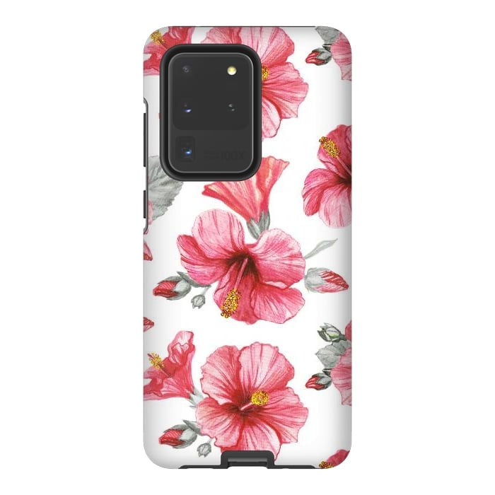 Galaxy S20 Ultra StrongFit Watercolor hibiscus flowers by Oana 