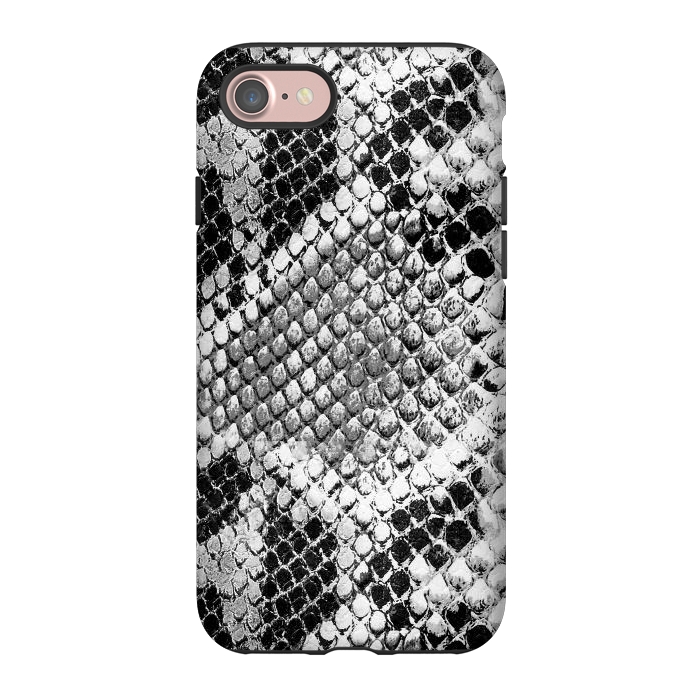 iPhone 7 StrongFit Black and grey grungy snake skin pattern by Oana 