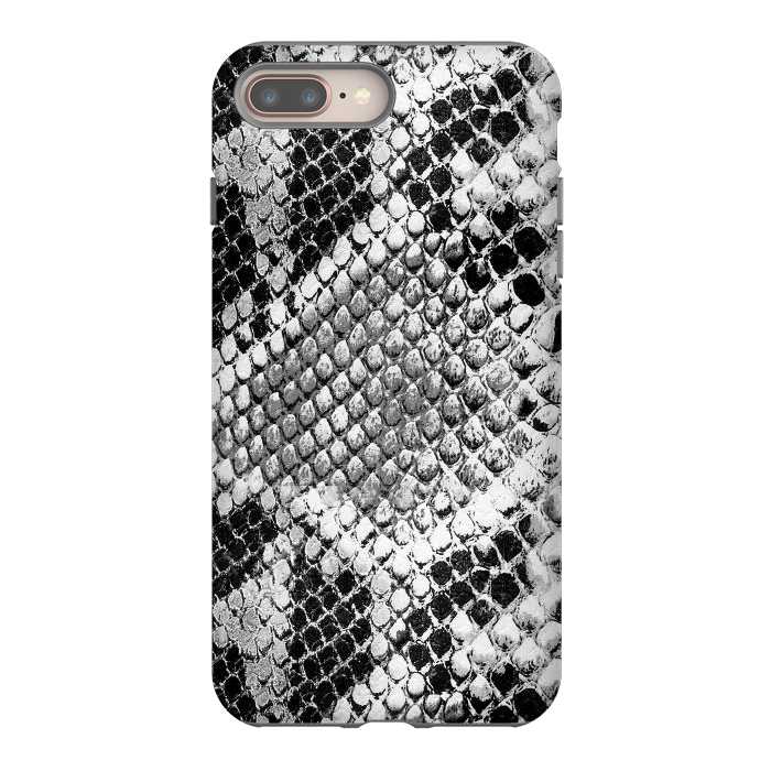 iPhone 7 plus StrongFit Black and grey grungy snake skin pattern by Oana 
