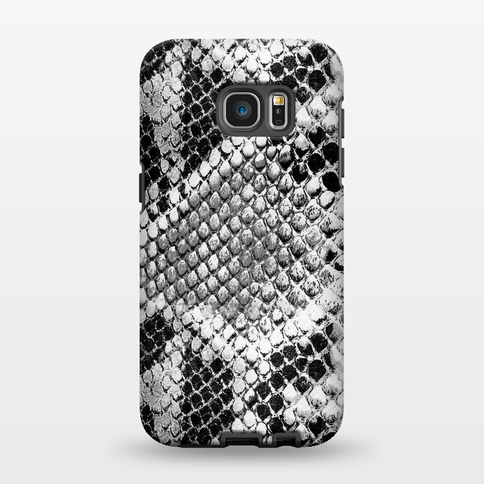Galaxy S7 EDGE StrongFit Black and grey grungy snake skin pattern by Oana 